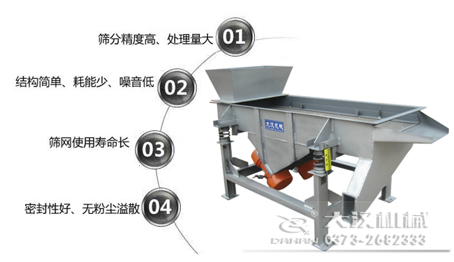 1016型直線振動(dòng)篩特點(diǎn)：1，篩分精度高，處理量大。2，結(jié)構(gòu)簡(jiǎn)單，耗能少，噪音低，3，篩網(wǎng)使用壽命長(zhǎng)，密封性好無(wú)粉塵溢散。