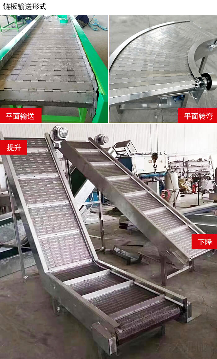 鏈板輸送機平面輸送，平面拐彎，提升等運行現(xiàn)場圖片